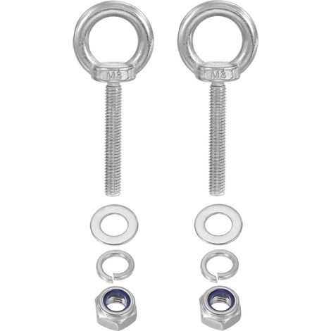 M8x50mm Boulon À Œil Avec Écrou Inox 304 Argent 2 Pièces (1/5)