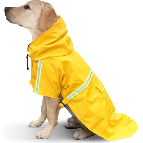 Imperméable pour chien, Imperméable pour chien avec capuche, Veste de pluie respirante pour chiens, Imperméable pour animaux de compagnie, Poncho de pluie pour chiot avec bandes réfléchissantes (1/5)