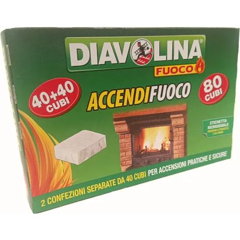 Diavolina accendifuoco 80 cubi Facco pratico e sicuro per caminetti e barbecue