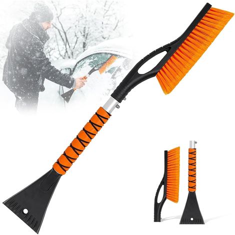 Spazzola da neve e raschietto per ghiaccio 2 in 1 - per finestrini auto - Raschietto per ghiaccio - Rimovibile - 68 cm Raschietto per ghiaccio - per finestrini auto (arancione) - 68 cm (1/5)
