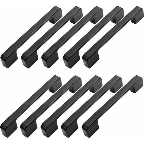 Set mit 10 Möbelgriffen (96 mm), schwarze Aluminiumlegierung, inklusive Schrauben, für Schränke, Schubladen und Kommoden – 96mm-Handle-Crezuo