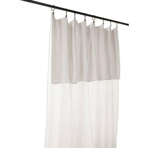 Rideau LYDIE Gaze de coton longueur ajustable + 8 anneaux Blanc