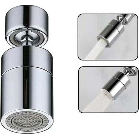 Wasserhahn-Luftsprudler (Silber), 360° schwenkbarer Küchenarmatur-Düsenaufsatz, wassersparender Wasserhahn-Luftsprudler mit 2 Modi, Luftsprudler-Filter für Küchen- und Badezimmer-Waschtischarmaturen.