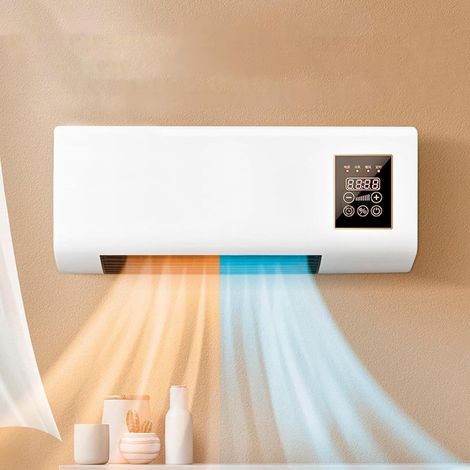 Climatiseur portable sans conduit et ventilateur mural sans pales, unité de climatisation portable 3 en 1 (refroidissement/ventilation/système split) avec télécommande, conception ultra silencieuse