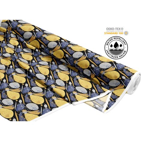 TESSUTI DECORATIVI PER ESTERNI OXFORD - Motivo giallo-blu con fiori I DR228 (1/5)