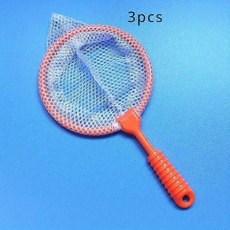 Ensemble de trois grandes épuisettes - Plastique haute résistance, durable, idéal pour la pêche et la capture d'insectes - Convient aux aquariums, aux enfants et aux aventures en plein air. Orange (1/5)