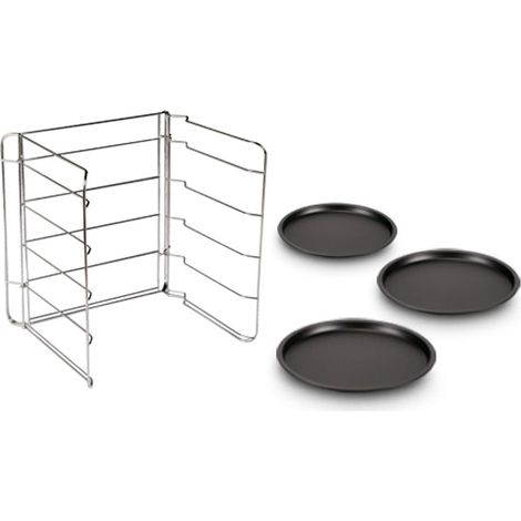 Guardini, Set 3 tegami pizza Ø 28 cm + 1 griglia porta tegami, Acciaio con rivestimento antiaderente, Nero, Made in Italy, Linea Pizza&Mania (1/5)