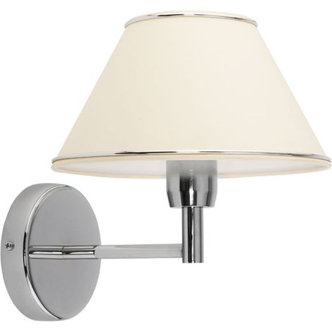 Applique classica cromata con paralume ecru E27 15W