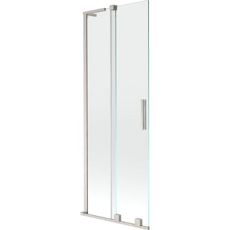 Mexen Velar L Badewannenabtrennung 2-flügelig verschiebbar 75 x 150 cm, transparent, gebürstetes Nickel - 896-075-003-01-97 (1/5)