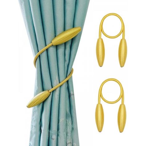 Pinces à rideaux pour salon, maison, fenêtres, 2 unités, torsadées (dorées) (1/4)