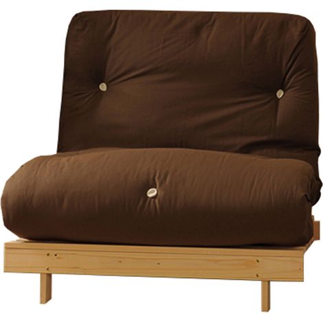 3ft Wooden Futon Set Frame and Mattress in Chocolate