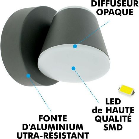 Applique LED Chambre à coucher Lampe de chevet Chambre d'amis Etude Hôtel Applique murale - 3000K Jaune chaud, 1212cm, 10W, Noir, 1pc (1/3)