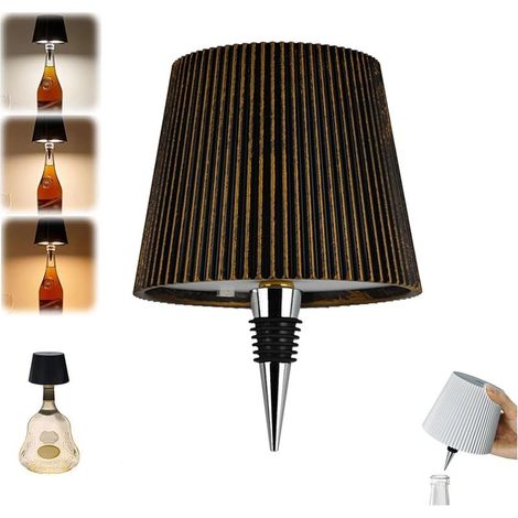 Lampe Bouteille Sans Fil Rechargeable 2400mAh, Lampe de Table Tactile LED Moderne Pour Bar Restaurant, Accessoires et Décorations (Bronze) (1/5)