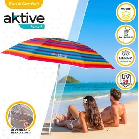 Ombrellone Aktive Multicolore 180 cm Protezione UV50 Spiaggia