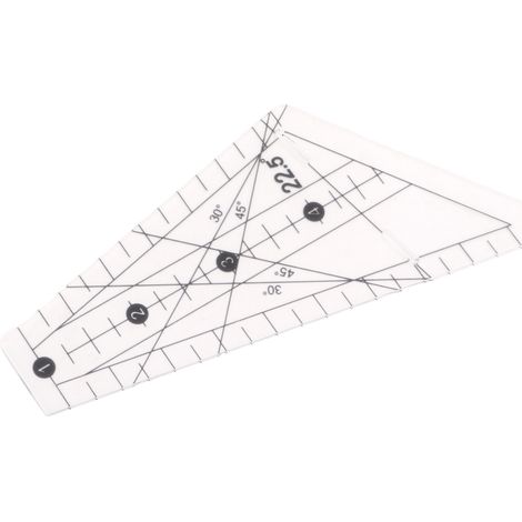 Règle de coupe transparente 22,5 degrés avec fente, outil de couture en plastique pour patchwork et bricolage, 8 pieds (1/5)