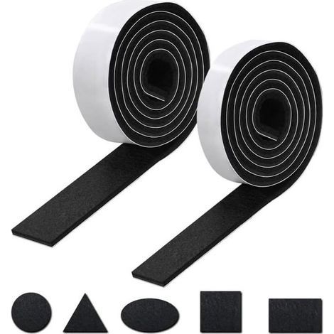 Patin Feutre Feutrine Autocollante pour Meuble 2 Rouleaux, Patins Chaises Antiderapant Feutre(150x3cm+150x2cm)Découpe Libre de (1/5)
