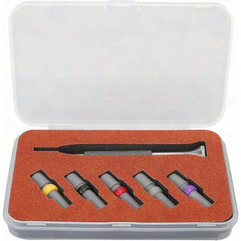 Jeu de tournevis de montre haute dureté, outil de réparation 5 pièces en acier rapide avec manche épais pour usage domestique et professionnel (1/5)