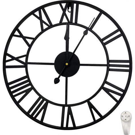 Große 40 cm Wanduhr, geräuschlos (kein Ticken), im Vintage-Stil, aus Metall, mit römischen Ziffern.