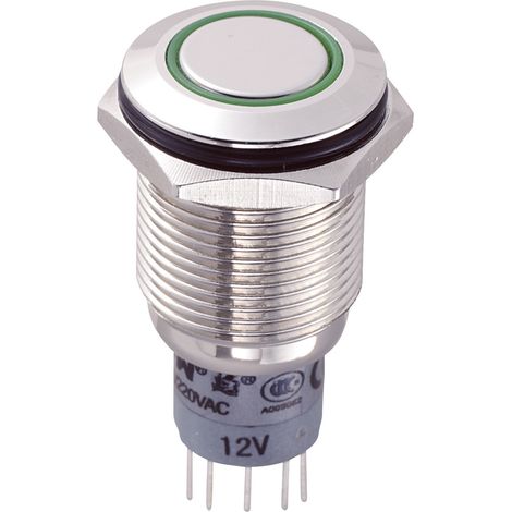 TRU COMPONENTS 701792 LAS2GQF-22E/G/12V/N/P Vandalismusgeschützter Drucktaster 250 V/AC 3 A 2 x Ein/