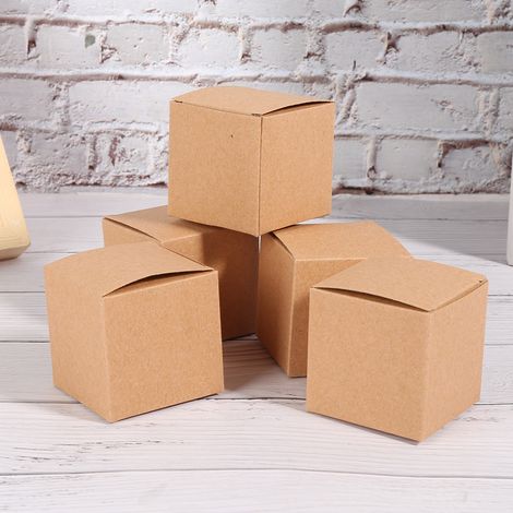 Boîte à bonbons rétro pliable en papier kraft à usage général, petite boîte carrée pour bonbons de Noël et de mariage, boîte cadeau pour les fêtes, boîte d'emballage, 50 boîtes vendues par lot, ficell (1/2)