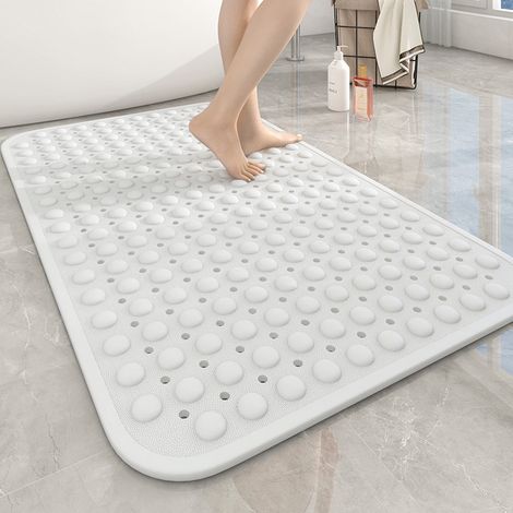 Tapis de douche antidérapant 60x90cm - Antimoisissure - Blanc - Intérieur de douche (1/5)