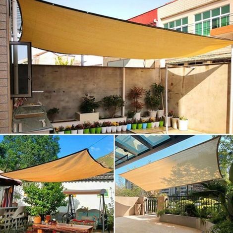 Filet d'ombrage avec œillets, Voile D'ombrage UV Rectangulaire, pour Pergola Fleurs Patio Lawn Extérieur, Jaune terrestre, 2×3m (1/4)