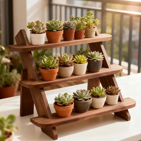 Wooden Display Shelf Tier Cupcake Stand Rustic Dessert Elevators Retail Table Spice Organizer Large (1/5)
