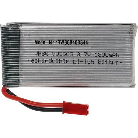 vhbw Batería recargable compatible con BEC clavija (m) para modelismo por ej. coche carreras, avión (1800mAh, 3,7V, Li-poli, 69 x 35 x 10mm)