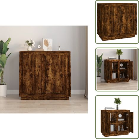 Sideboard Räuchereiche 80x34x75 cm Holzwerkstoff - Schreibtisch - Wohnzimmermöbel - Sideboard - Regal - Holzmöbel (1/5)
