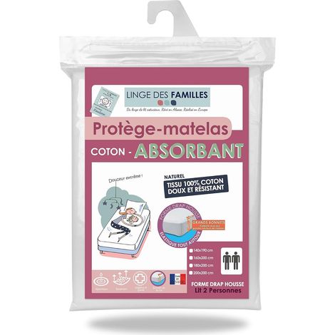 Protège Matelas 180x200 cm - 100% Coton - Alèse Molleton Absorbante Respirante - Label Oeko-TEX® Standard 100 - Made in Europe - Élastique Tout Autour (1/5)