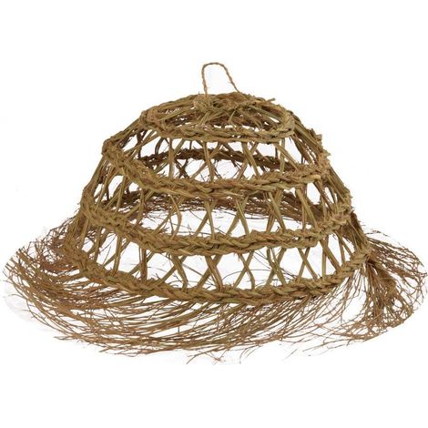 JARDIN202 - Lámpara Esparto diseño Redondo Calado – Lampara de Techo Artesanal con Flecos Grande (1/5)