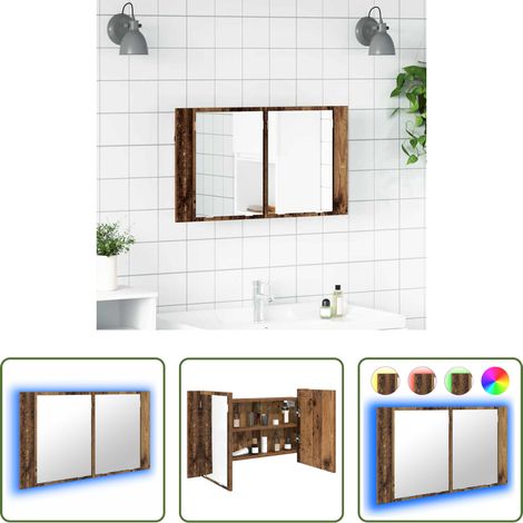 Miroir salle de bain - Armoire Miroir de Salle de Bain Bois Ancien 80 x 12 x 45 cm (1/5)