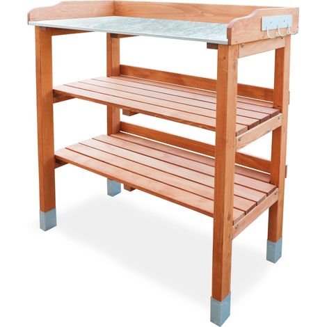 HABAU Pflanztisch mit Arbeitsplatte aus Metall, behandelt mit Holzöl, 76 x 37 x 92 cm (1/5)