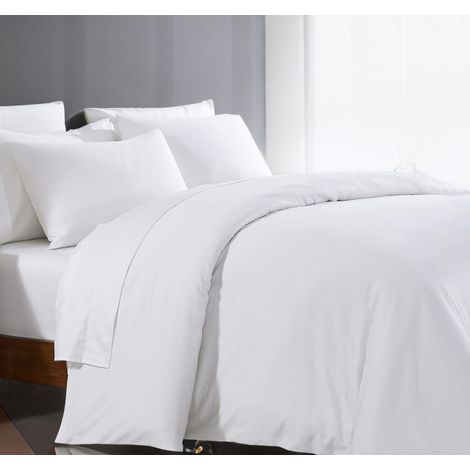 Housse de Couette Blanche pour très Grand lit avec Fermeture éclair 1000 Fils au Pouce carré, 100% Coton, Housse de Couette à Longues Fibres, Douce et Soyeuse, Respirante avec Fermeture (1/5)