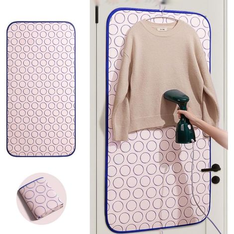 Tapis de repassage pliant extra large 120 × 60 cm avec motif cercles roses, résistant à la chaleur et imperméable, utilisable pour le repassage à plat et le repassage suspendu, accessoire de repassage (1/5)