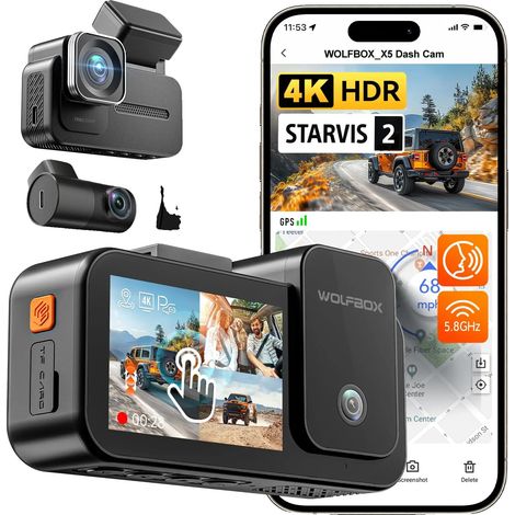Dashcam, risoluzione 4K, sistema a tripla telecamera, X5 SENZA KIT HARDWARE, scheda TF da 128 GB in omaggio (1/2)