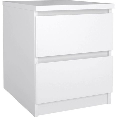 Dmora - Comodino Chelle, Comò basso, Tavolino da notte, Mensola da letto, 50x40 h50 cm, Bianco lucido