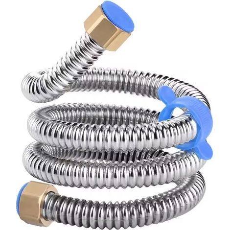 Tuyau ondulé en acier inoxydable 304 (écrou en cuivre, 20 cm), tuyau d'arrivée d'eau chaude et froide (1/2)