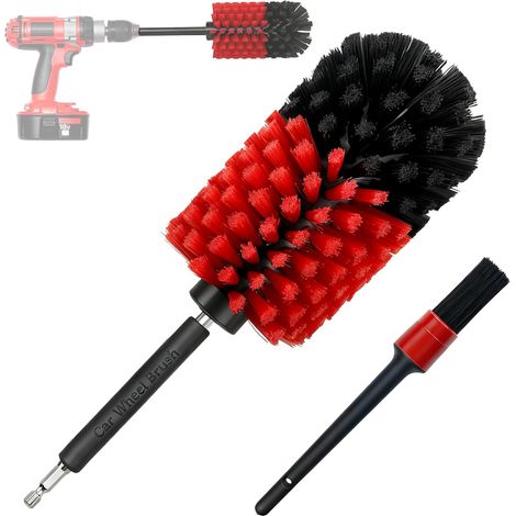 Cordless Wheel Brush with Wheel Brush and Detailing Brush 22.5 cm Quick Clean Durable and Versatile as Electric Car Cleaning Brush (RedBlack) (1/5)