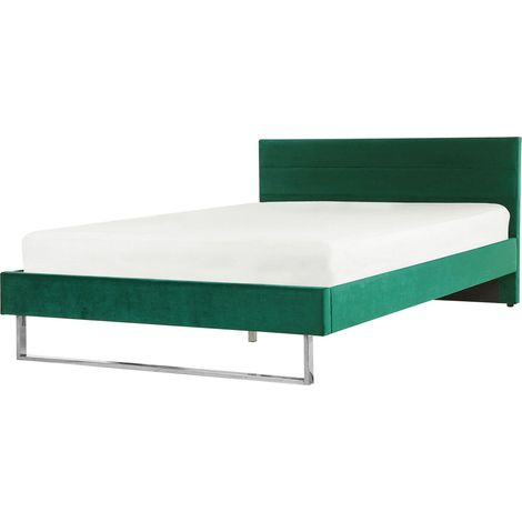 Letto Matrimoniale Velluto Verde Gambe in Metallo 180 x 200 cm Bellou (1/5)