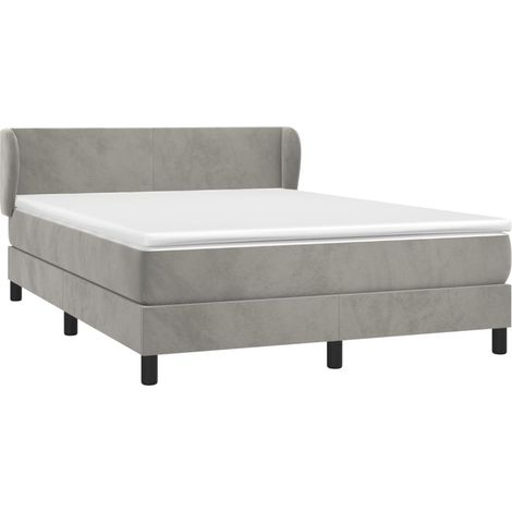 Sommier à lattes de lit et matelas Gris clair 140x200cm Velours vidaXL