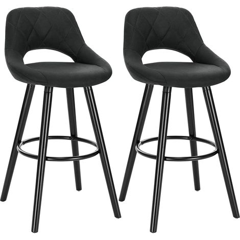 Woltu – Tabourets de bar en tissu scientifique – 2 unités – Hauteur d'assise 68cm – Structure en bois massif – Capacité 100kg – Design ergonomique