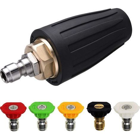 Buse turbo pour nettoyeur haute pression, buse rotative et 5 embouts, raccord rapide 1/4", 3000-4000 psi, Orifice 5.2mm (1/4)