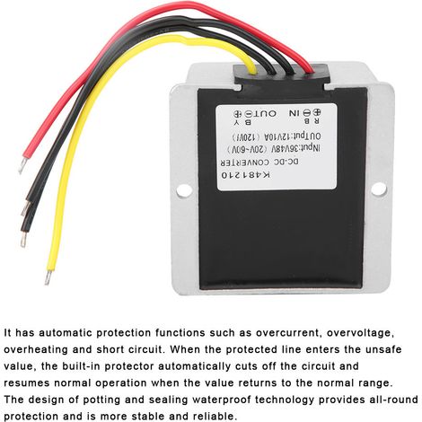 Module convertisseur abaisseur CC 36V 48V vers 12V 10A 120W réducteur de tension grand boîtier aluminium (1/5)