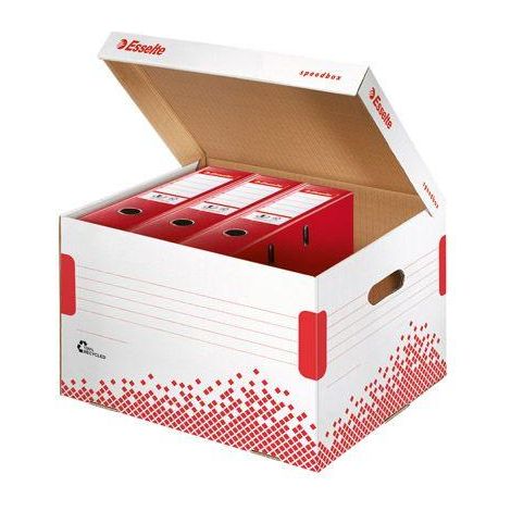 Esselte Speedbox caja de archivo blanca y roja
