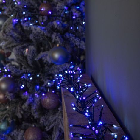37.5m 3000 LED Christmas Cluster Multi-Action String Lights with Timer in Blue, Purple & White (1/5)