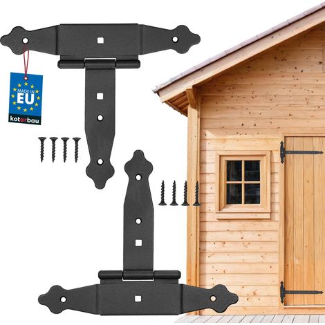 Lot de 2 supports en croix de 150 mm pour charnière, plaque de montage, ferrure de porte, raccord en bois, charnières en T, bande en T, Rustique, Acier, Revêtement en Poudre Noire (1/5)