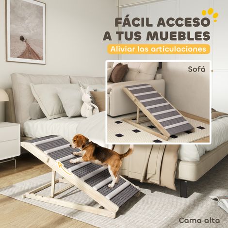 Rampe pliable pour chien à hauteur réglable (35-50 cm), rampe en bois pour animaux de compagnie avec tapis antidérapant (1/5)