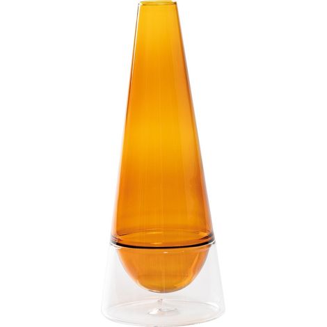 Vase Artisanal Conosfera 58 En Verre Borosilicaté Soufflé À La Bouche Avec Technique Incalmo, Design Géométrique Bicolore Ambre, Diamètre 58 Mm (1/5)