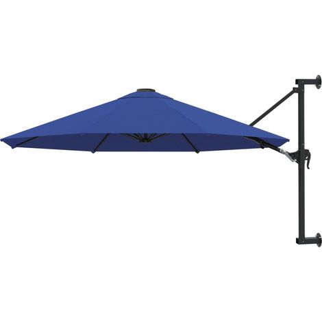 Parasol mural, Parasol de jardin pour balcon, terrasse, piscine, Parasol d'extérieur, Parasol déporté avec mât métallique 300 cm Bleu HNDX455299 (1/5)